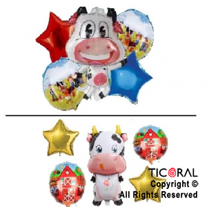 SET DE GLOBOS METALIZADO VACA LOLA 5 UNIDADES X 1